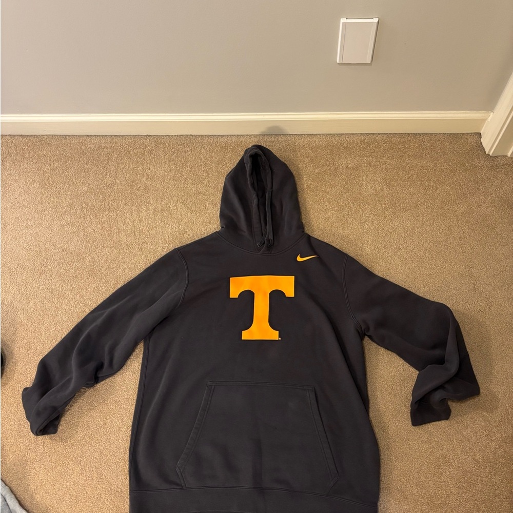 Nike Charcoal Hoodie with Bold Orange T